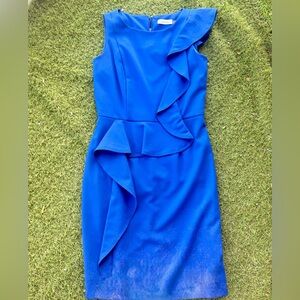Calvin Klein One Shoulder Blue Dress